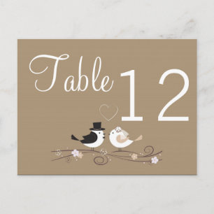 Tischnummer Card Hochzeit Birds Bride Groom Liebe