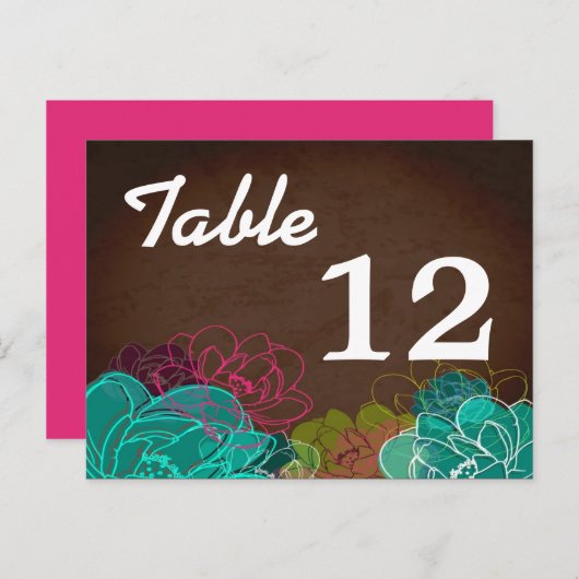 Tischnummer Card Neon Spring Floral Blume Blosso (Vorne/Hinten)