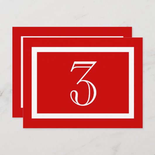 Tischnummer Card - Rot - Anpassbar (Vorne/Hinten)