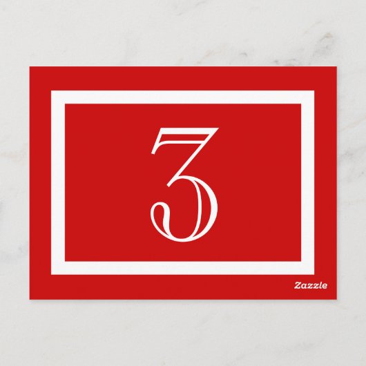 Tischnummer Card - Rot - Anpassbar (Rückseite)