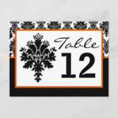 Tischnummer Card Schwarzer Orange Damask Lace Prin (Vorderseite)