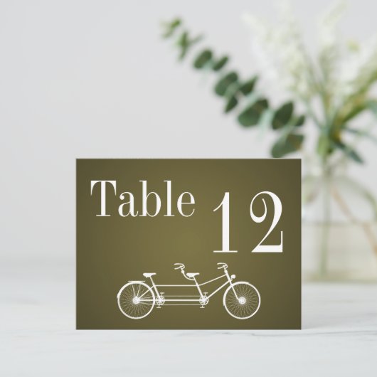 Tischnummer Card Whimsical Brown Fall Double Bike (Stehend Vorderseite)