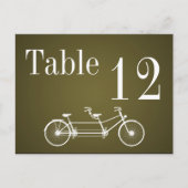Tischnummer Card Whimsical Brown Fall Double Bike (Vorderseite)
