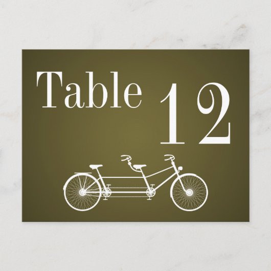 Tischnummer Card Whimsical Brown Fall Double Bike (Vorderseite)