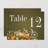 Tischnummer Card Whimsical Brown Fall Double Bike (Vorne/Hinten)