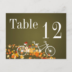 Tischnummer Card Whimsical Brown Fall Double Bike