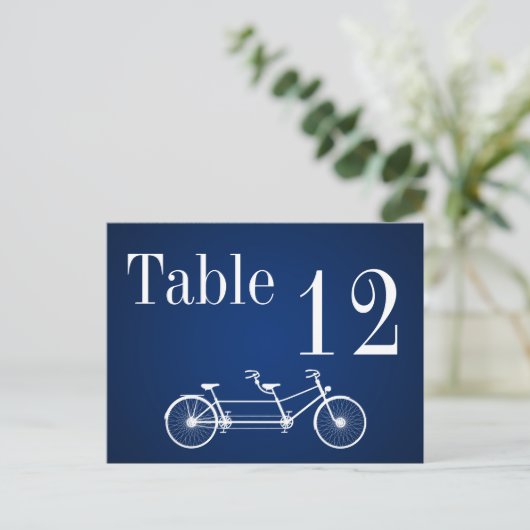 Tischnummer Card Whimsical Navy Fall Double Bike (Stehend Vorderseite)