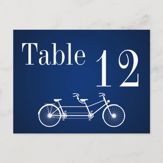 Tischnummer Card Whimsical Navy Fall Double Bike (Vorderseite)