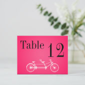 Tischnummer Card Whimsical Pink Fall Double Bike (Stehend Vorderseite)
