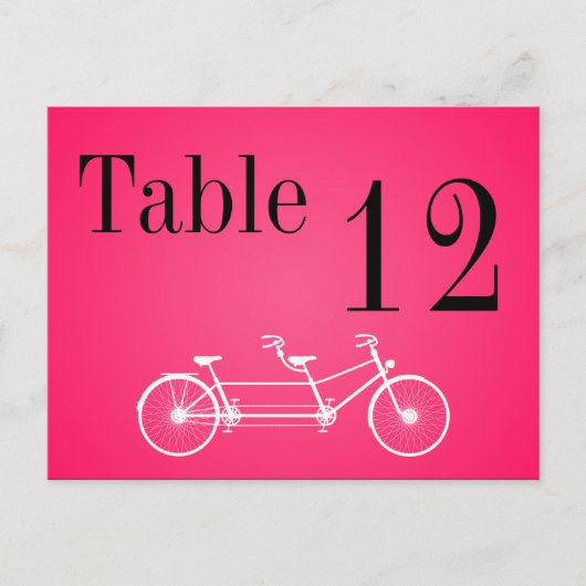 Tischnummer Card Whimsical Pink Fall Double Bike (Vorderseite)