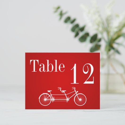 Tischnummer Card Whimsical Red Double Bike (Stehend Vorderseite)