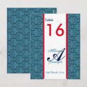 Tischnummer Cards Damask Blue (Vorne/Hinten)
