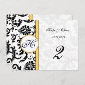 Tischnummer-Cards für Gelb- und SchwarzDamaskus-Wi Postkarte (Vorne/Hinten)