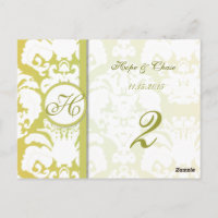 Tischnummer-Cards für Limone Gold Damask Wirbel
