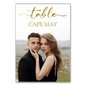 Tischnummer Cards für Weißes Foto und Gold (Vorderseite)
