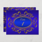 Tischnummer Cards Royal Blue Gold (Vorne/Hinten)