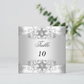Tischnummer Cards Silver White Diamond (Stehend Vorderseite)