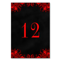 Tischnummer Cards von Black Goth Red Floral Empfan
