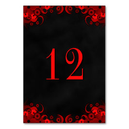 Tischnummer Cards von Black Goth Red Floral Empfan