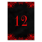 Tischnummer Cards von Black Goth Red Floral Empfan (Rückseite)