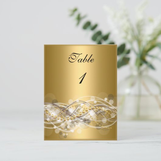 Tischnummer Cards White Gold (Stehend Vorderseite)