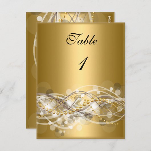 Tischnummer Cards White Gold (Vorne/Hinten)