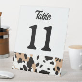 Tischnummer Cowhide Print Sockelschild (In Situ)