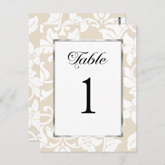 Tischnummer Cream Damask (Vorne/Hinten)