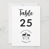 Tischnummer Deer Monogram Rustic Country Wedding (Rückseite)