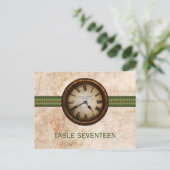Tischnummer der antiken Uhr Postkarte, grün (Stehend Vorderseite)