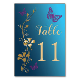 Tischnummer der aquamarinen Lila Blumenstäube aus