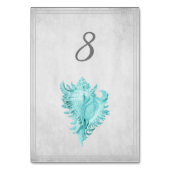 Tischnummer der aquamarinen Muschel (Rückseite)