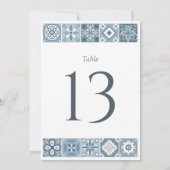Tischnummer der blauen und grauen Fliesen (Rückseite)