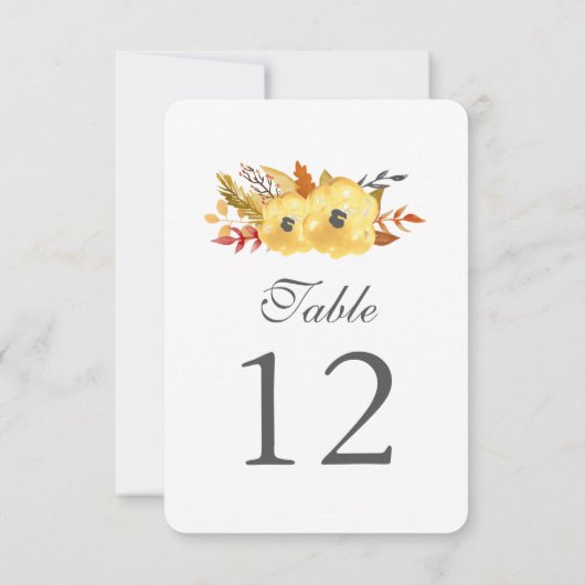 Tischnummer der Blume (Rückseite)