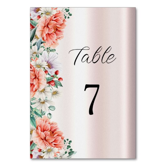 Tischnummer der Blume Wasserfarbe (Vorderseite)