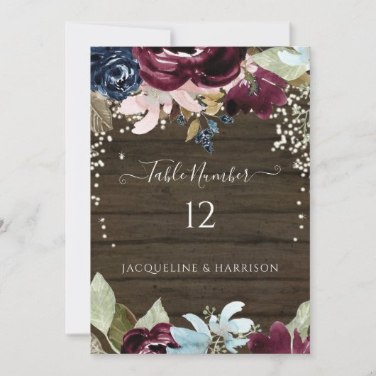 Tischnummer der Burgunder Seenflora (Vorderseite)