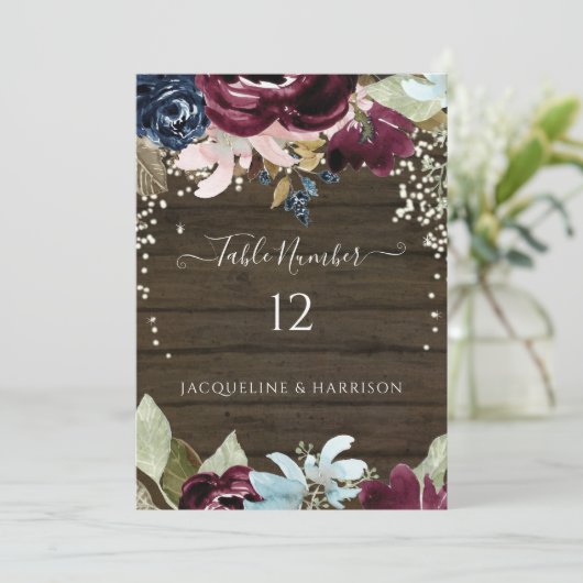 Tischnummer der Burgunder Seenflora (Stehend Vorderseite)