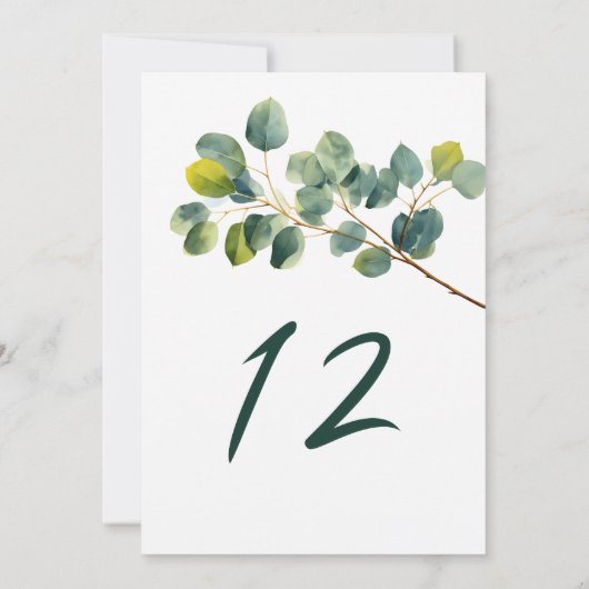 Tischnummer der Eukalyptuszweige (Rückseite)