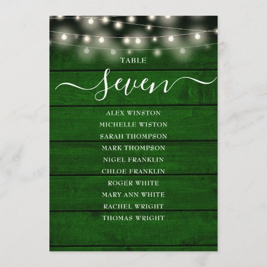 Tischnummer der grünen Rustikalen Leuchten (Rückseite)