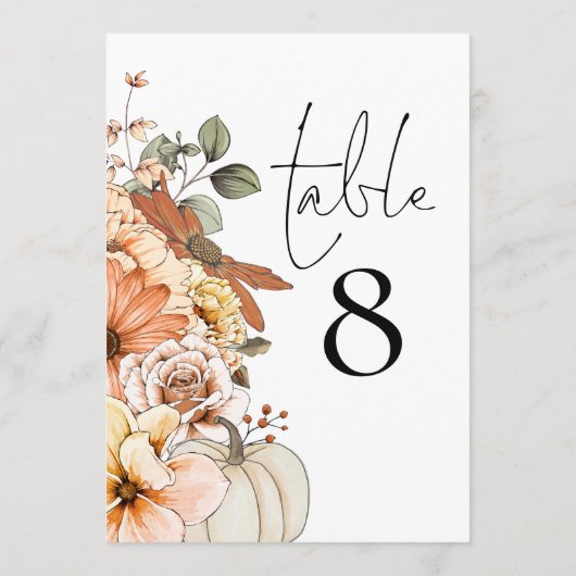 Tischnummer der Herbstfloralpumpen (Rückseite)