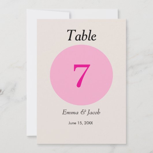 Tischnummer der Kirschblüte (Vorderseite)