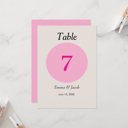 Tischnummer der Kirschblüte (Vorderseite/Rückseite Beispiel)