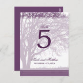 Tischnummer der lila Hochzeit im Herbst (Vorne/Hinten)