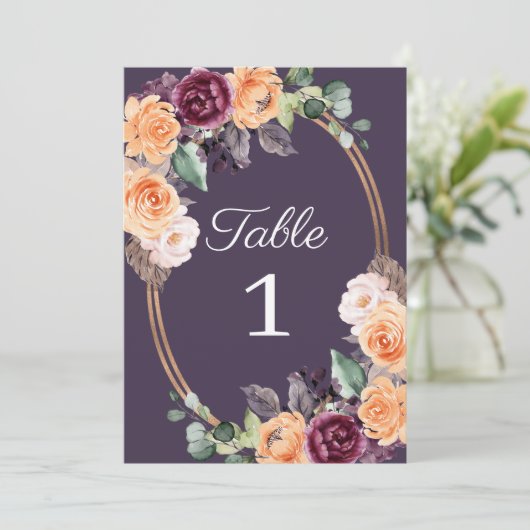 Tischnummer der lila Pfirsichblüte (Stehend Vorderseite)