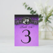 Tischnummer der lila und schwarzen Halloween-Skele (Stehend Vorderseite)