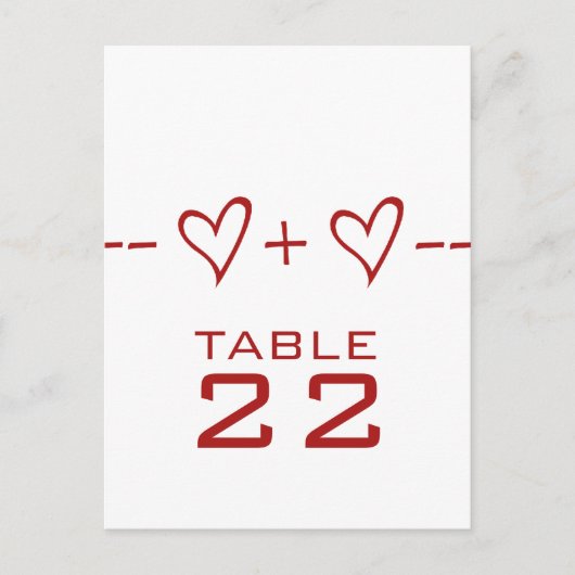 Tischnummer der Red Heart Equation Postkarte (Vorderseite)