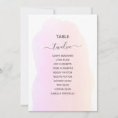 Tischnummer der rosa Aquarellfarbe (Vorderseite)