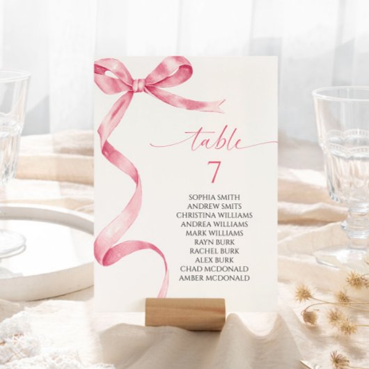 Tischnummer der rosa Bow