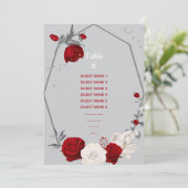 Tischnummer der Sitzplakette in rot-weiß-Blume (Stehend Vorderseite)