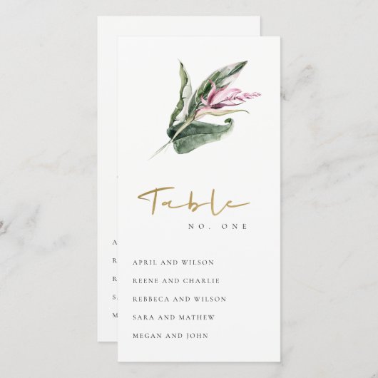 Tischnummer der tropisch rosa Blumenbestuhlung (Vorne/Hinten)